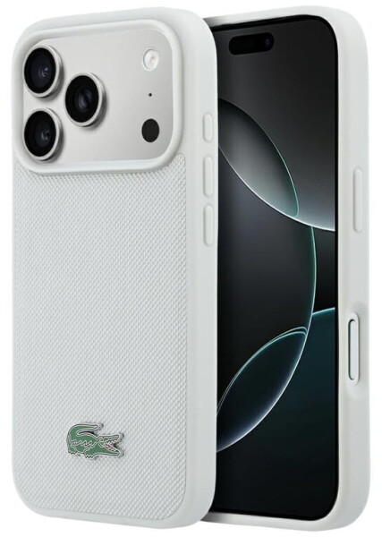 Lacoste Iconic Petit Pique MagSafe Hülle Apple iPhone 18 Pro / 17 Pro Hellgrau