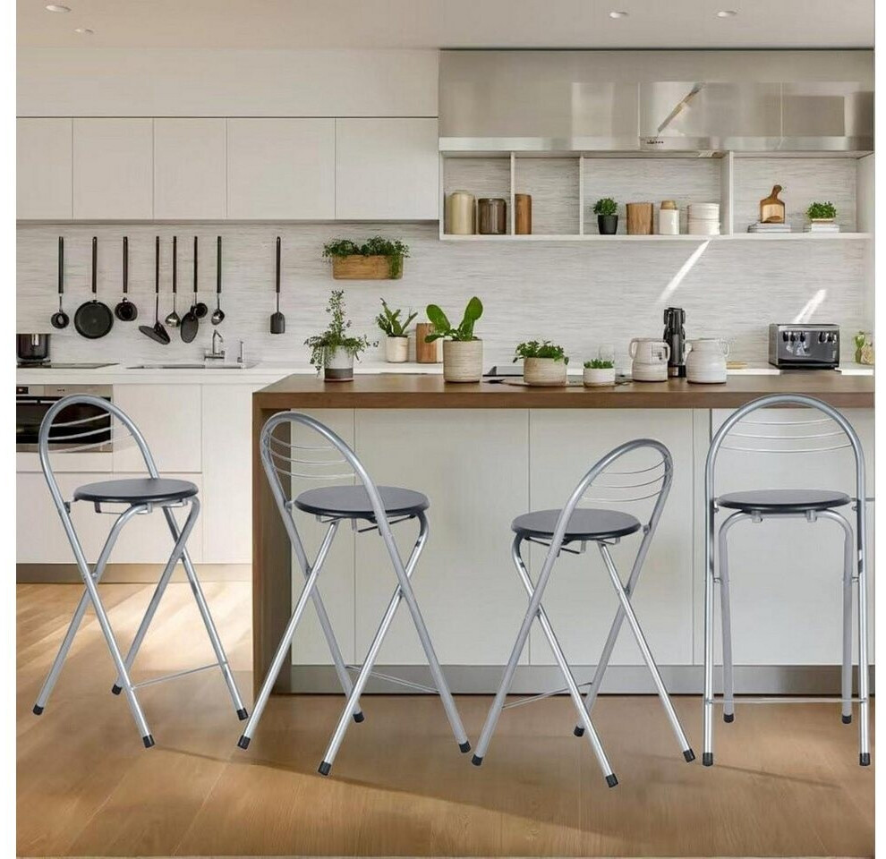 LuxusKollektion Barhocker klappbar mit Lehne, 6er-Set, schwarz/silber ab 192,99 ⏠(Oktober 2026)