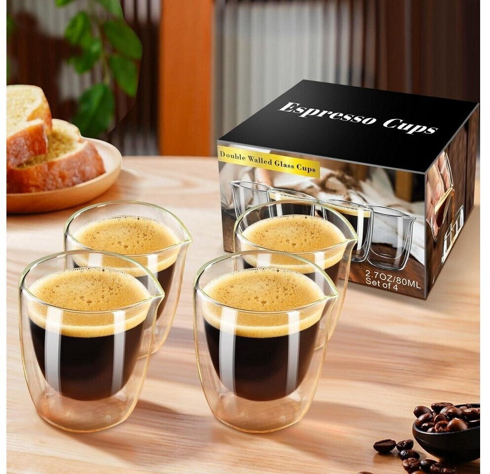 LuxusKollektion Espressotassen doppelwandig mit Griff, 180ml, Borosilikatglas, 2er-Set ab 47,99 € (Oktober 2026)