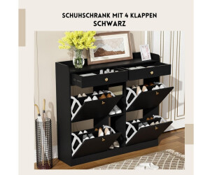 EUAKT Schuhschrank 4 Klappen, 2 Schubladen, 3 offene Fächer, bis 19 Paar, schwarz ab 179,00 € (Oktober 2026)