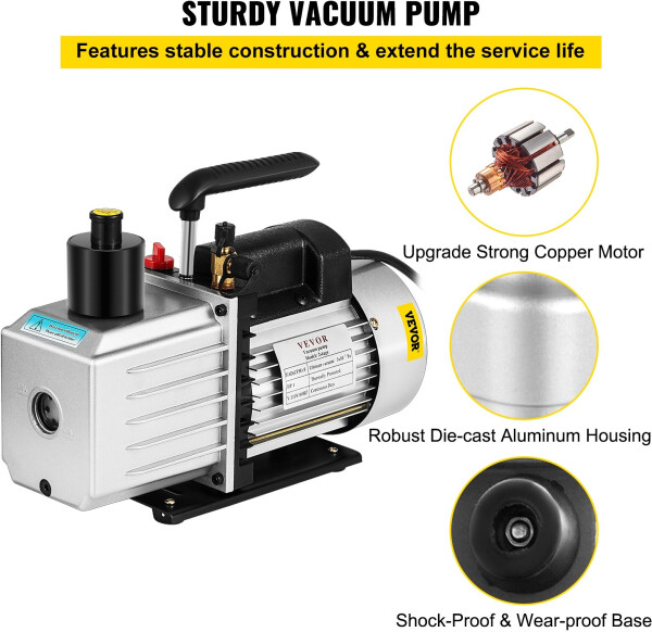VEVOR Zweistufige Vakuumpumpe 8 CFM 226 l/min (8CFM1HPZKB0000001V2), Bild 4