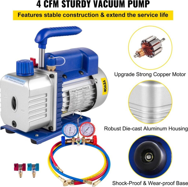 VEVOR Vakuumpumpen-Set 4 CFM 113 l/min (4CFM1/3HPZKB4F001), Bild 3