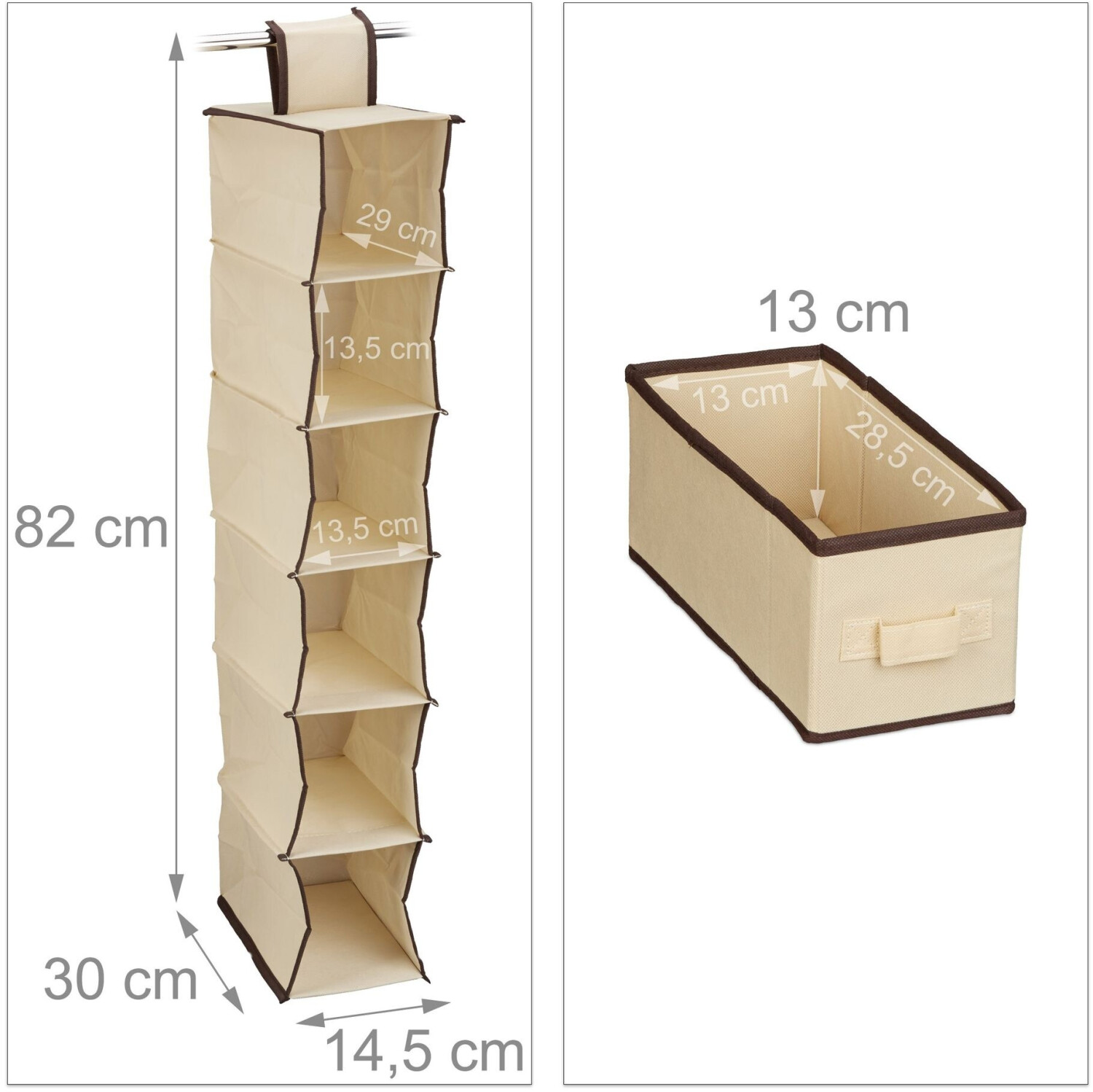 Relaxdays Hängeregal Stoff, 6 Fächer, beige (10033968_0) ab 43,15 € (Oktober 2026)
