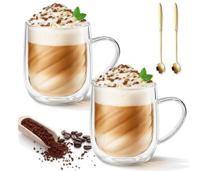 LuxusKollektion Doppelwandige Kaffeegläser mit Henkel & Löffel, Borosilikatglas, 350ml (2er-Set) ab 57,99 € (Oktober 2026)
