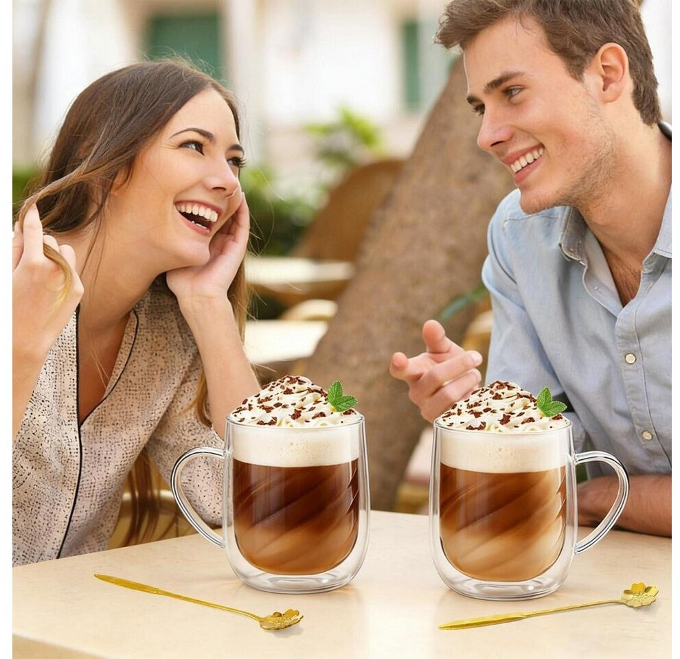 LuxusKollektion Doppelwandige Kaffeegläser mit Henkel & Löffel, Borosilikatglas, 350ml (2er-Set) ab 57,99 € (Oktober 2026)