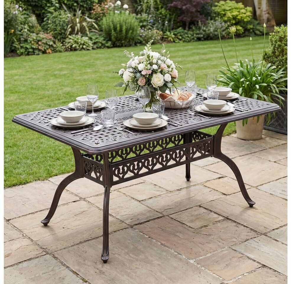 Costway Gartentisch 150x90cm, Aluminiumguss, mit Schirmloch (6 Personen) ab 353,99 € (Oktober 2026)