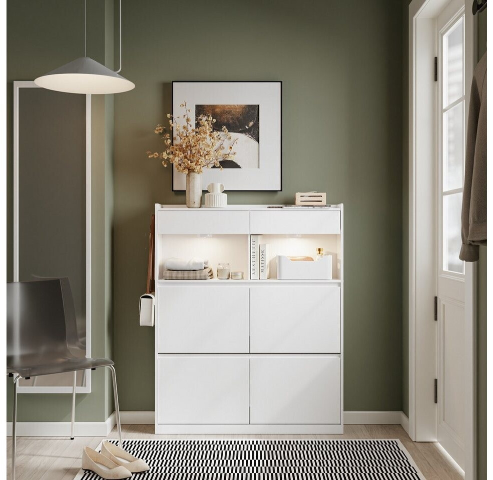 SoBuy FSR224-E-W Schuhschrank schmal mit Schuhkipper, 2 Schubladen, LED-Sensor, weiß (FSR224-E-W) ab 139,95 € (Oktober 2026)
