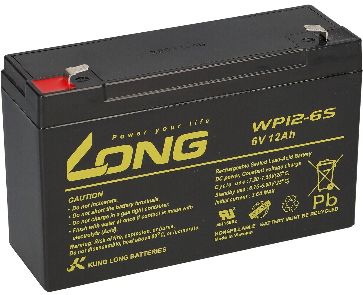 Kung Long AGM Bleiakku für Defibrillator 8340, 6V 12Ah (WP12-6S) ab 15 ...