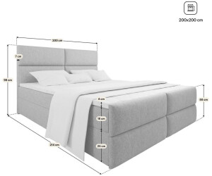 Ab Topper Masseno MULEN Boxspringbett 200x200cm mit Matratze & Topper, hellgrau ...