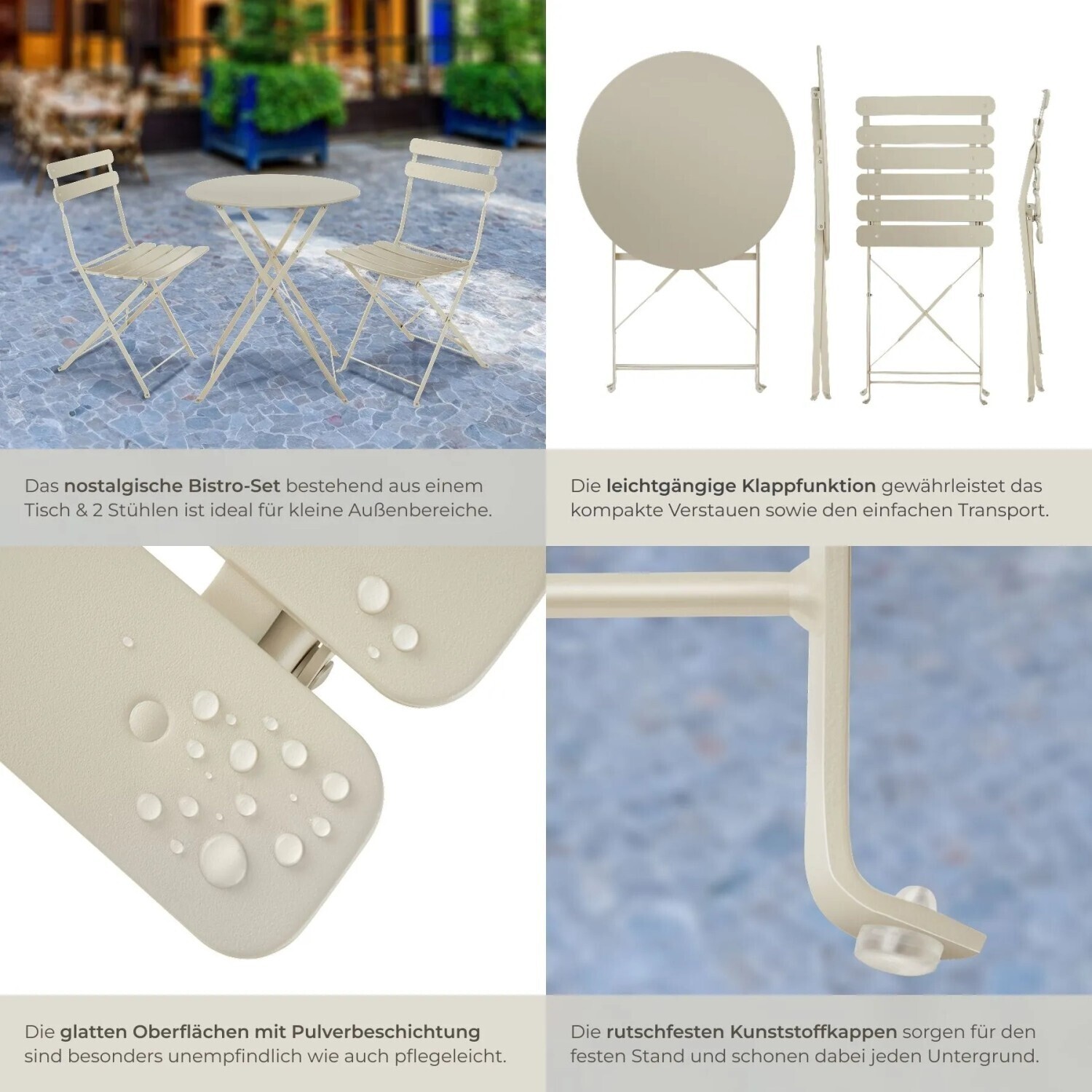 TecTake Ensemble table et chaises bistrot pour 2, pliable, structure en ...