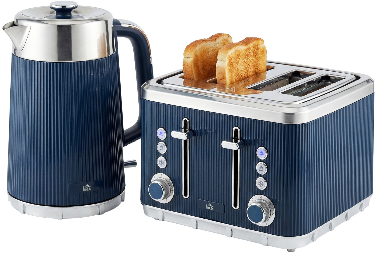 Buy HomCom Kettle and Toaster Set 1.7L 3000W 4-Slice dark blue from £59 ...