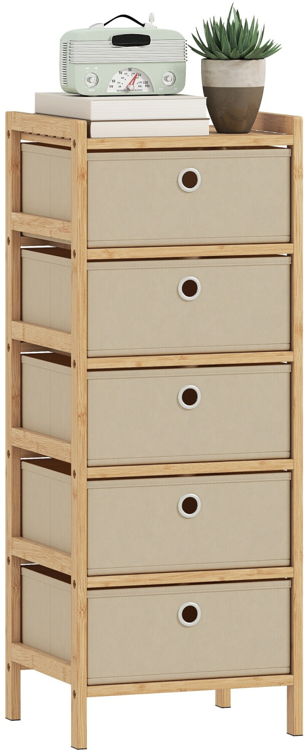 Cream Drawers Buy HomCom Portland 5-Drawer Dresser, Bamboo Frame, cream (33x29x85cm ...