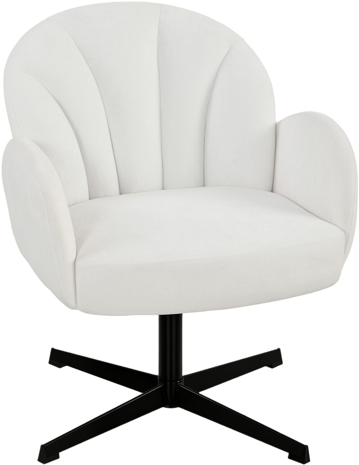 Buy HomCom Shell Swivel Armchair, Velvet-Feel Fabric, cream from £61.99 ...