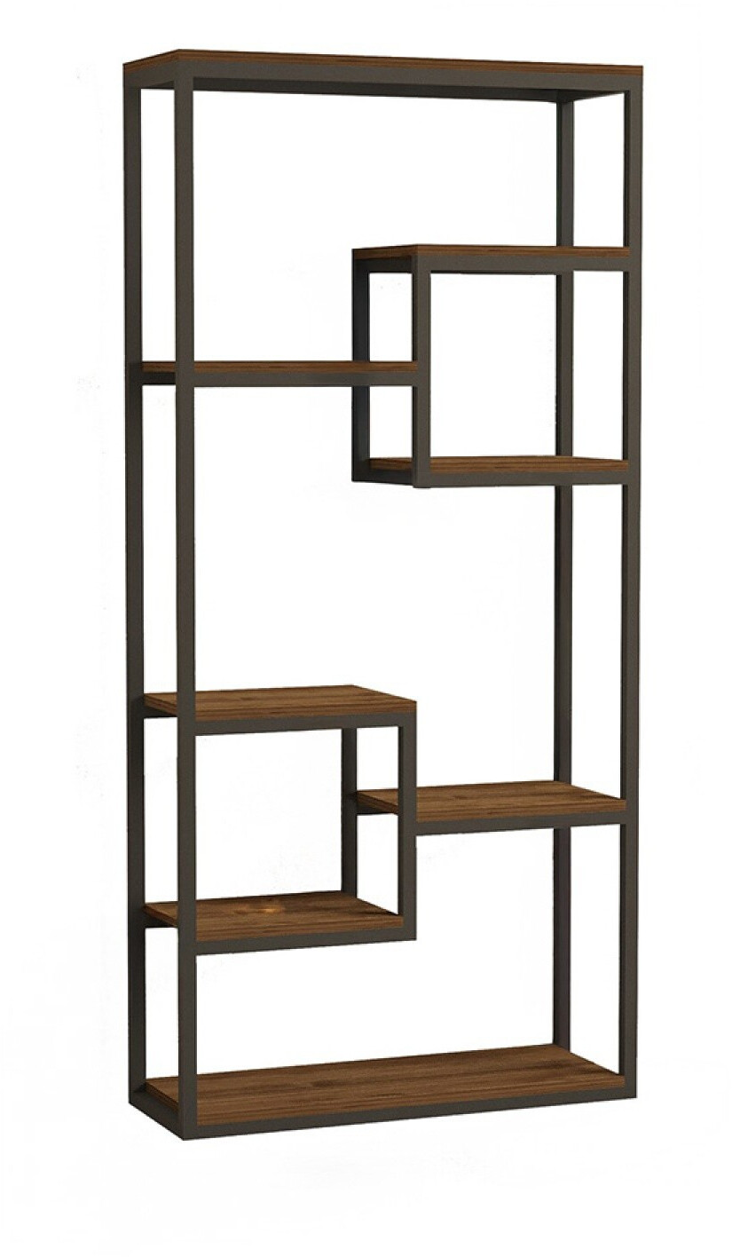 Concept Usine Lopa Étagère haute style industriel, noyer/noir, 182cm ...