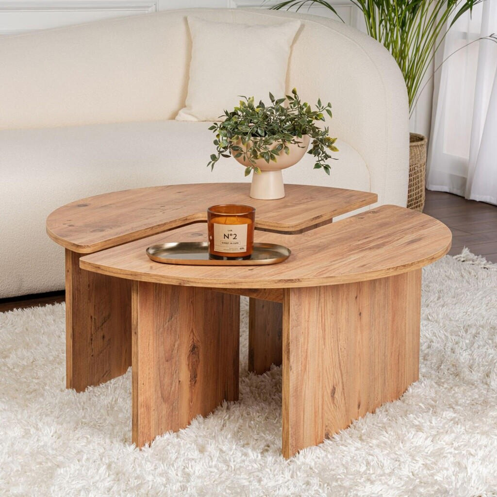 Concept Usine Azus table basse ronde, pin atlantique, duo, 90cm au ...