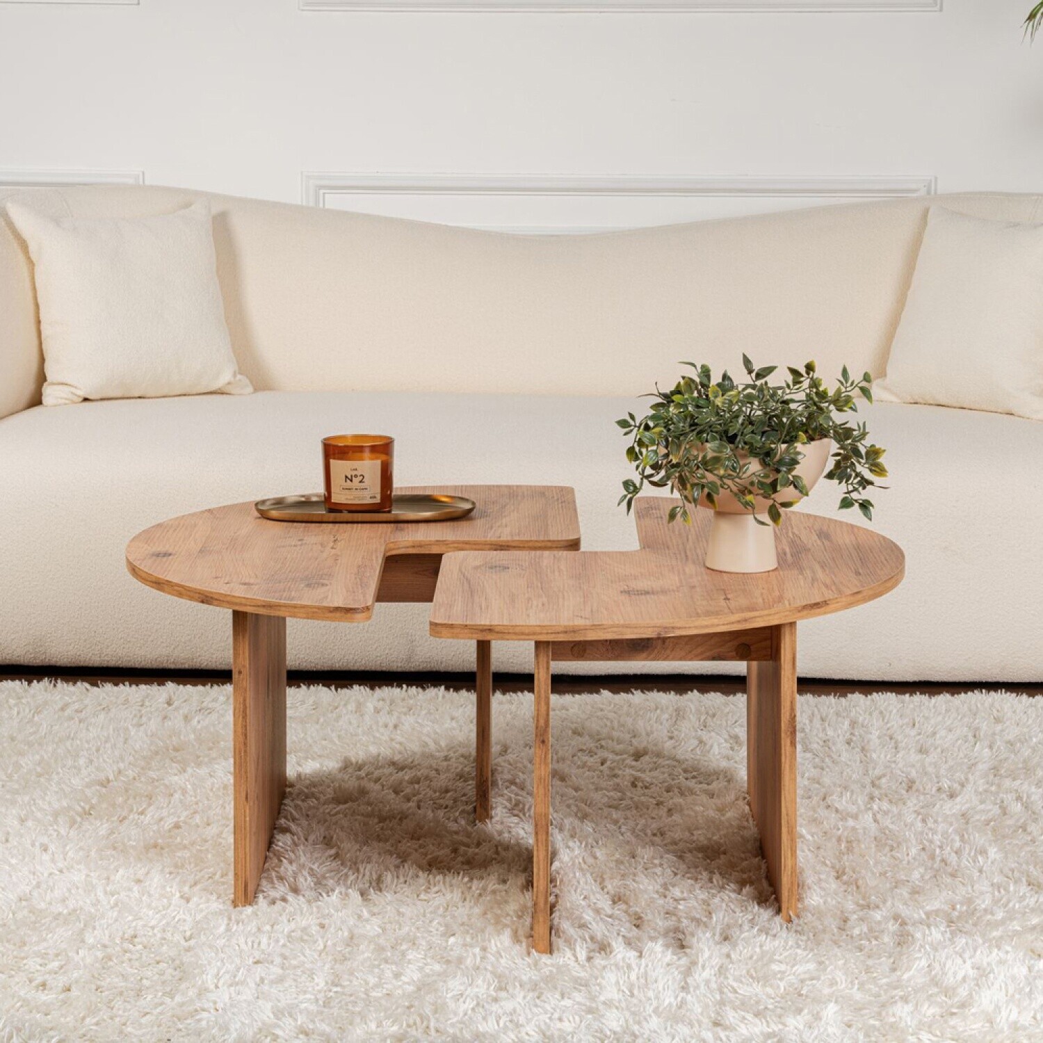 Concept Usine Azus table basse ronde, pin atlantique, duo, 90cm au ...