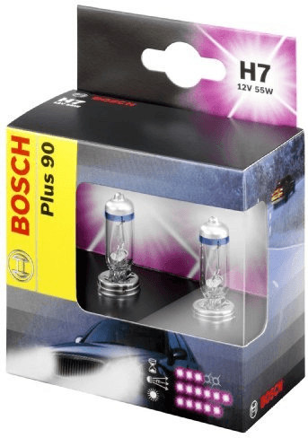 BOSCH PLUS 90 H7 55W INCANDESCENT LAMPS SET OF 2 + 90% MORE LIGHT
