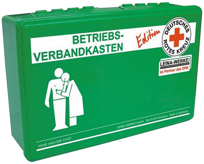 Leina-Werke Betriebsverbandkasten Klein (DIN 13157, Mit Wandhalterung,  Orange)