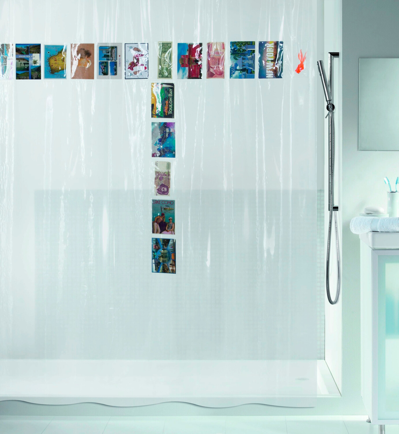 Spirella Rideau de douche Postcard Clear