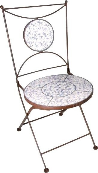 Esschert Chaise en céramique (bleue & blanche)