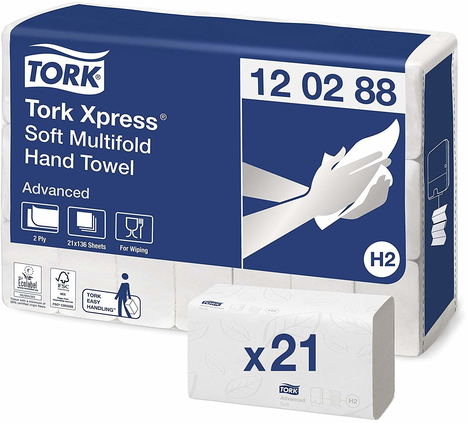 Tork Advanced Paper Towels 21 x 34 cm (2856 Sheet)