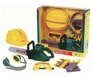 Klein Kinder-Kettensäge Bosch - Kettensäge mit Zubehör - grün/gelb, Enthält  Kettensäge, Schutzhelm, Arbeitsbrille