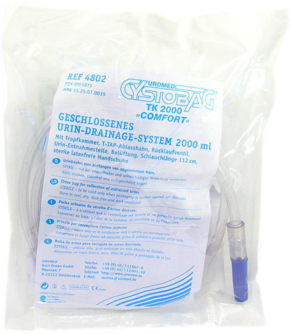 Uromed Cystobag Comfort Bladder Bag TK 2000 ML, 112 CM, Steril Bettbeutel  4802