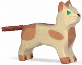 Holztiger Chat en bois debout