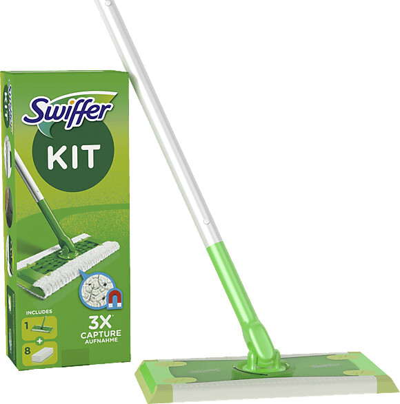 Swiffer Floor mop starter kit (1 floor wiper + 8 floor towels) a € 14,90  (oggi)