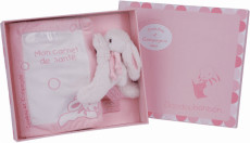 Doudou et Compagnie Coffret Carnet de santé + Doudou lapin rose