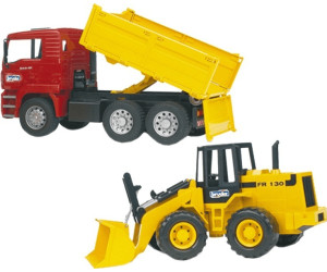 Bruder MAN TGA Kipplastwagen und Gelenkradlader FR130 Modell-Spielzeug Baustelle 