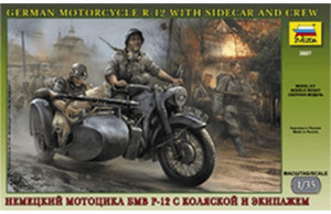 Zvezda Moto allemande R-12 avec side-car et équipage (3607)