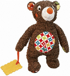 Ebulobo Doudou Tizours - Peluche Woodours avec anneau de dentition 22 cm