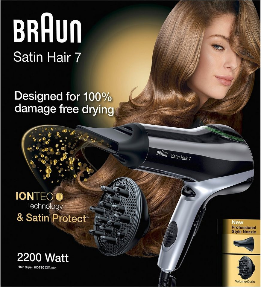 Braun Satin Hair 7 HD 730 Diffusor Hair Dryer Black