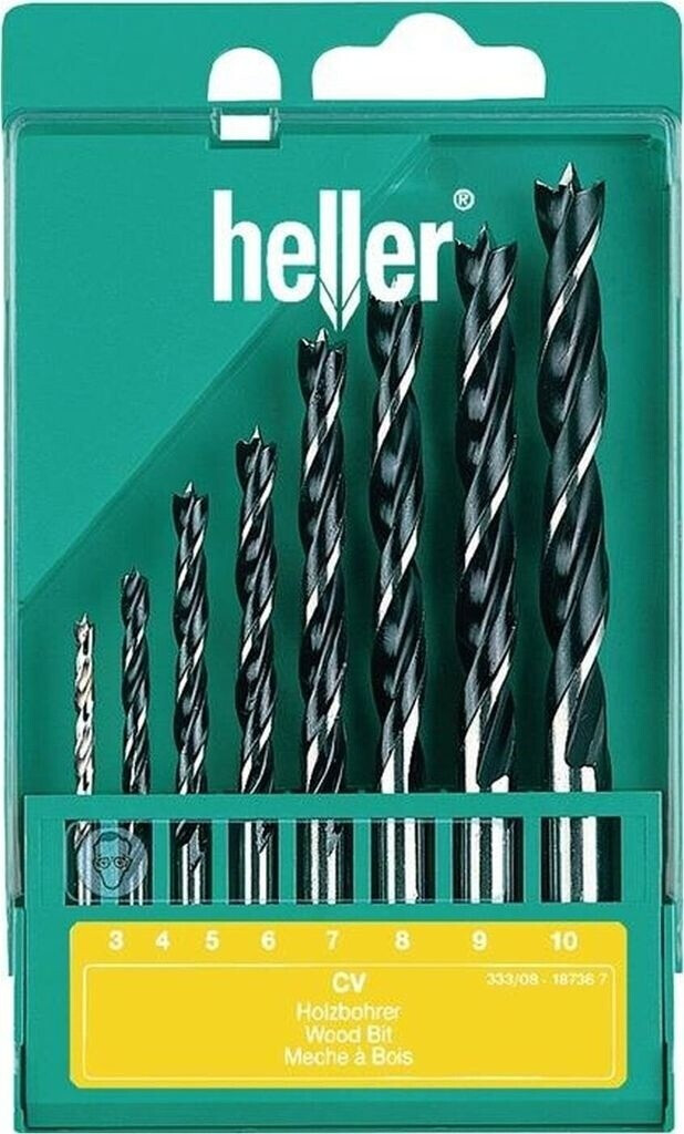 Heller CV Wood Twist Drill Set 3/4/5/6/7/8/9/10 mm