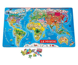 Carte du Monde enfant en Bois (70 x 43 CM) – Puzzle 92 pièces