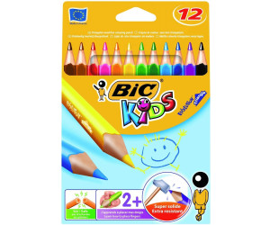 Bic Kids ECOlutions Evolution Buntstifte Fördert richtige Handhabung Buntstifte Set mit 12 Buntstiften Dreikant Farbstifte für Kinder ab 2 Jahren Ohne Holz Bruchsichere Mine Ergonomisch