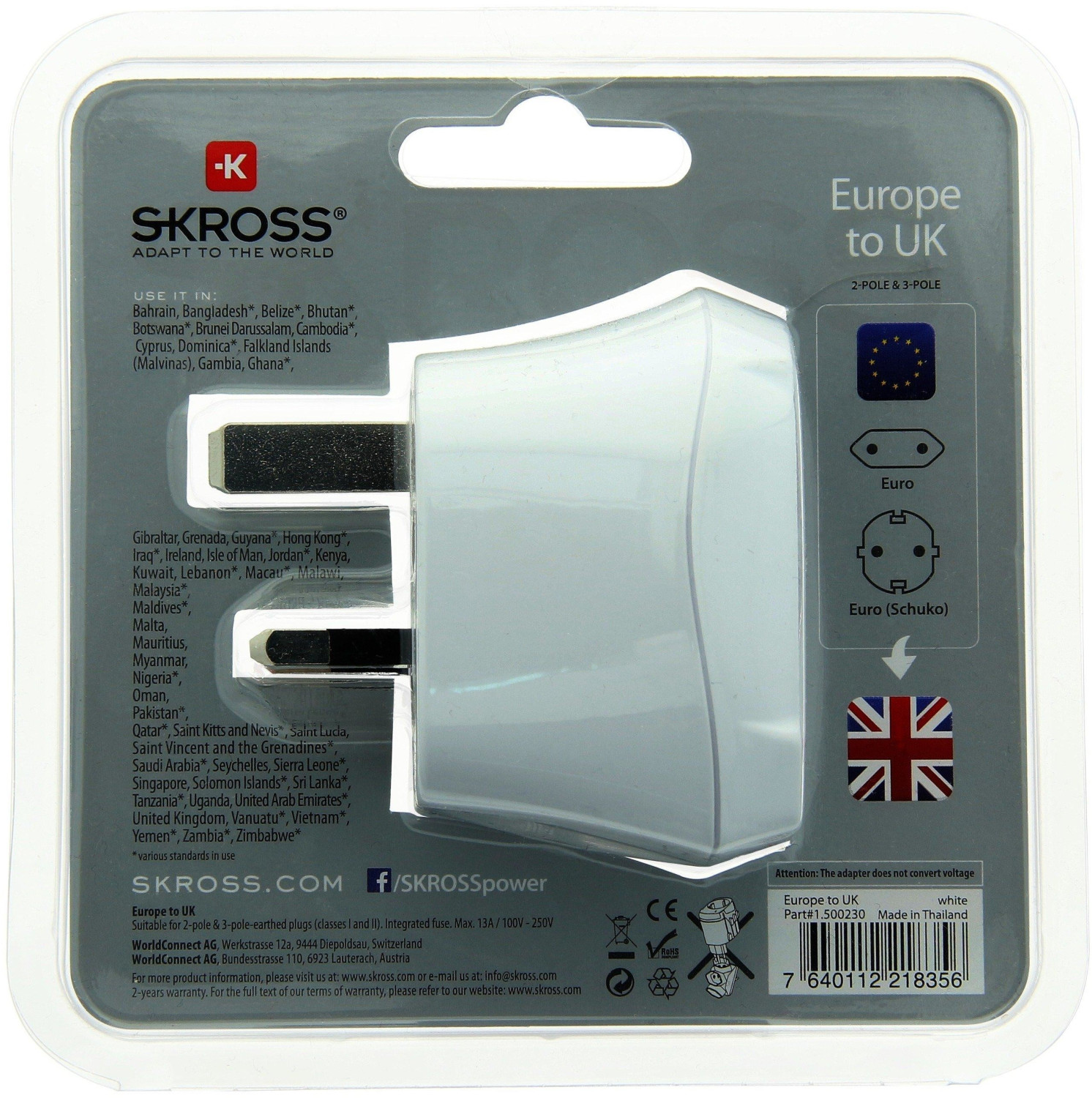 adaptateur de voyage France vers Royaume-Uni Skross SKR EUROPE TO UK au  meilleur prix