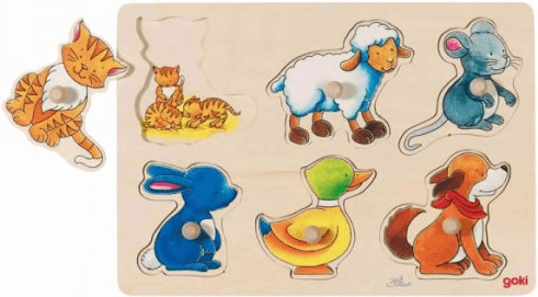 Goki Puzzle à encastrer : animaux et leurs petits