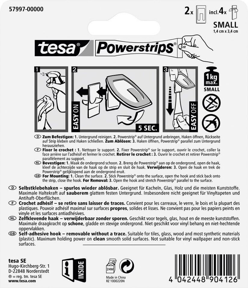 Tesa Powerstrips Metall-Kunststoff Haken Rechteck ab 5,31