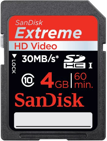 SanDisk Extreme HD Video SDHC 4 Go Classe 10 UHS-I (SDSDX-004G)