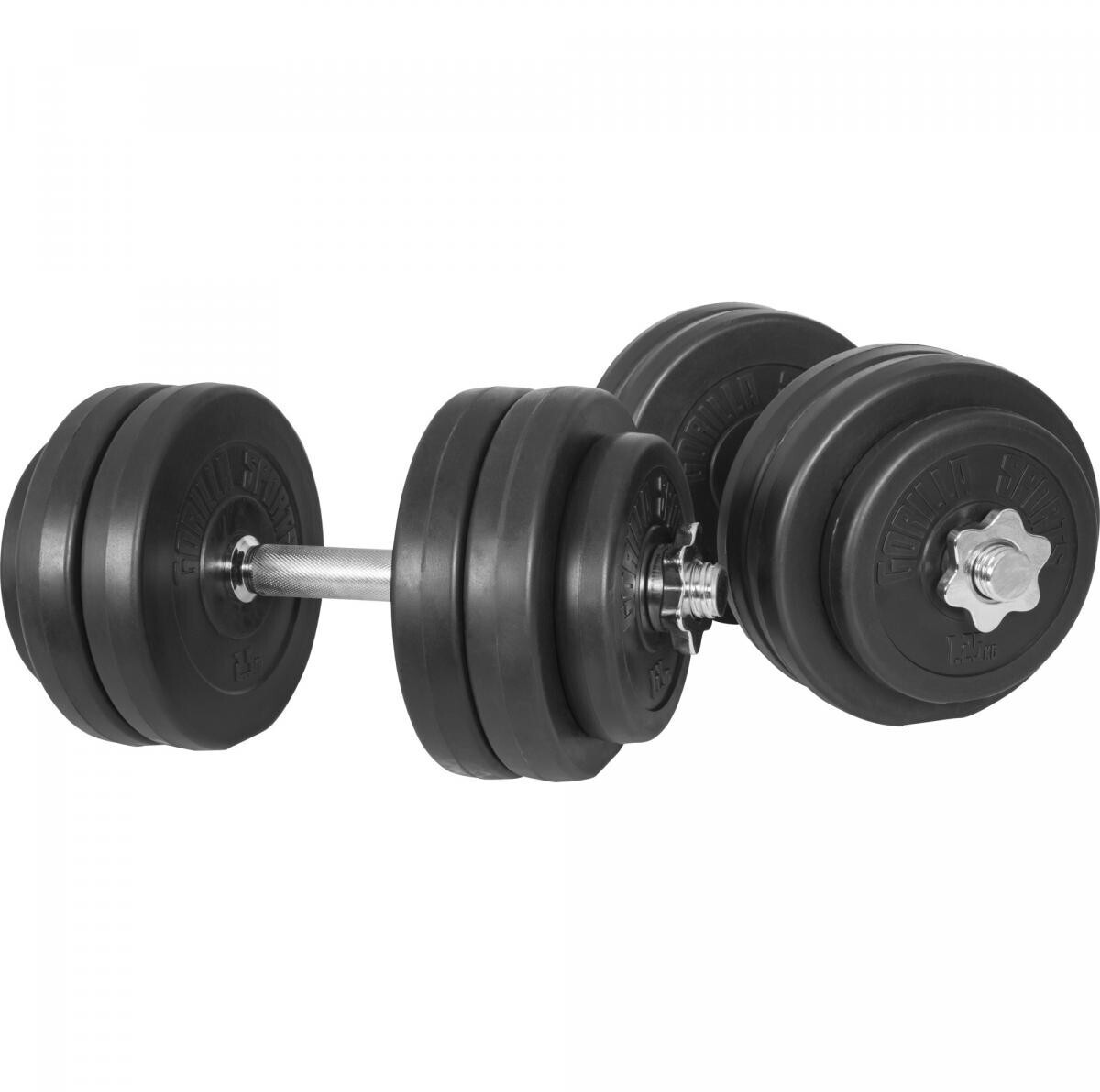 Gorilla Sports Set d'haltères courts avec revêtement plastique 30 kg