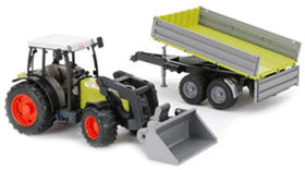 Bruder Tracteur Claas avec fourche et Rremorque (BRR01998)