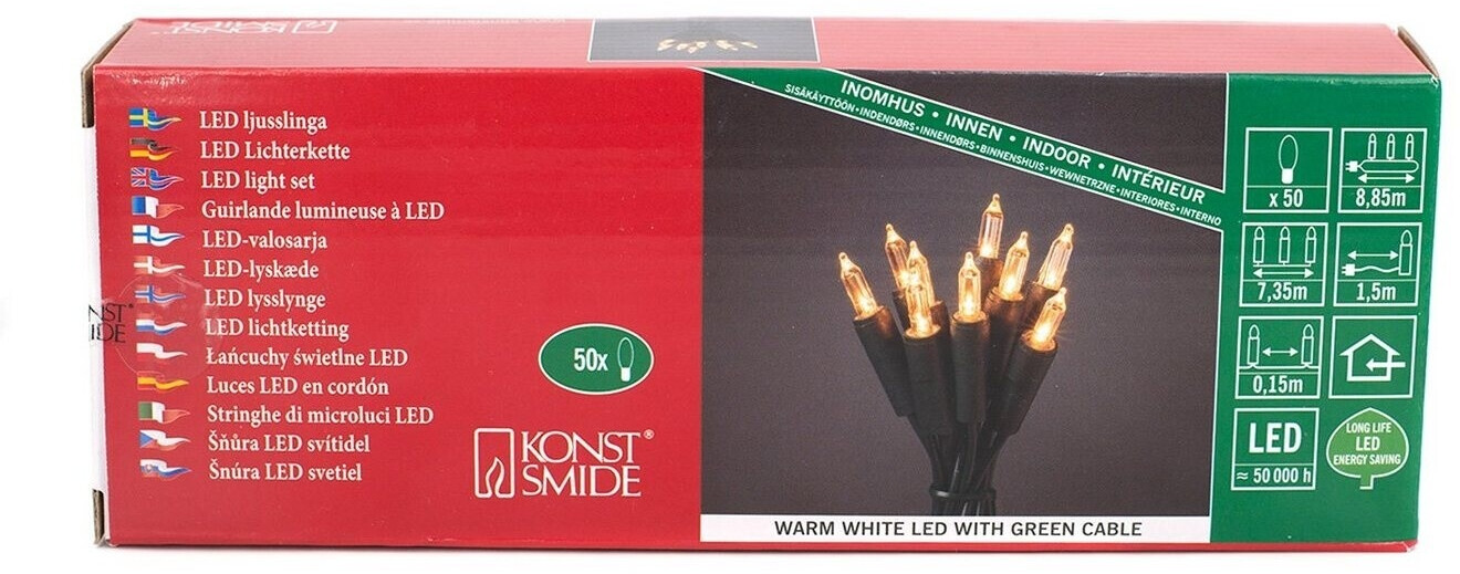 Konstsmide 50 Mini LED Lights - White, Green (6303-100)