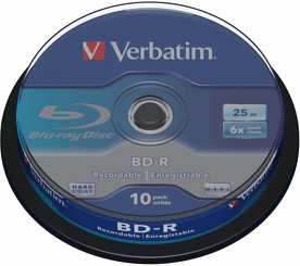 Blu Ray vierges double couche (x10), capacité 50Go Verbatim, Blu Ray
