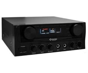 schwarz AUNA Amp-2 HiFi-Verst/ärker PA-Amplifier Karaoke-Verst/ärker Audioverst/ärker Mini, ultrakompakt, 400 Watt max, 2 x Mic-In frontseitig, 2 x Cinch-In, AUX-In