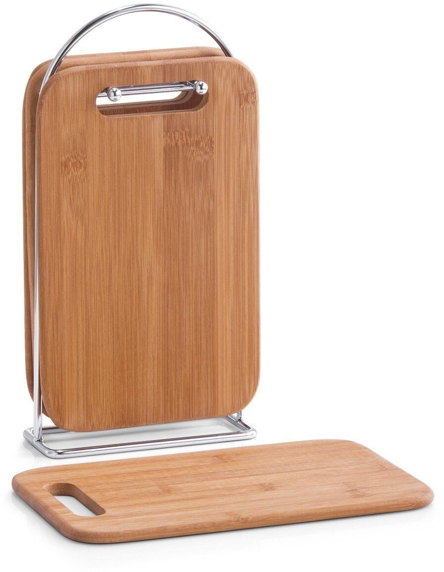 Zeller Set de planches 5 pièces bambou/chrome (25264)