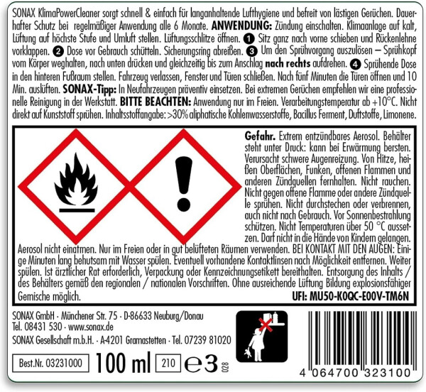 Sonax KlimaPowerCleaner antibakteriell (150 ml), Bild 4