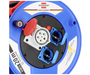 Brennenstuhl Guarantee CEE 1 IP44 Industrial/Construction Site Cable Reel (30 m cable in black, special plastic, construction site use and permanent outdoor use, DGUV 203-006, Made in Germany