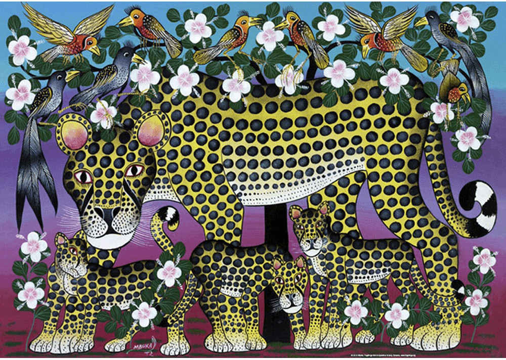 Heye Edward Saidi Tingatinga - Famille léopard (1.000 pièces)